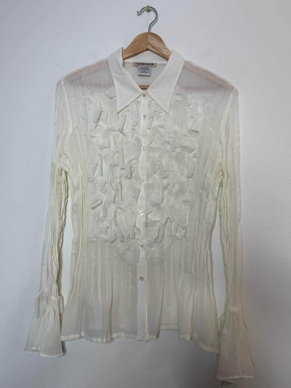 Vintage Notations Ruffle Front Avant Garde Regency Romantic Sheer Blouse